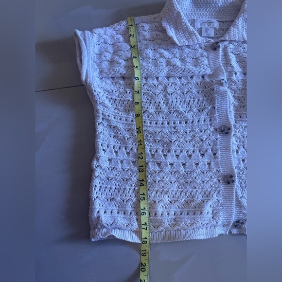 JESSICA SIMPSON Crop Cardigan Sweater Size Large Sage Knitted Casual Winter. - Picture 11 of 11